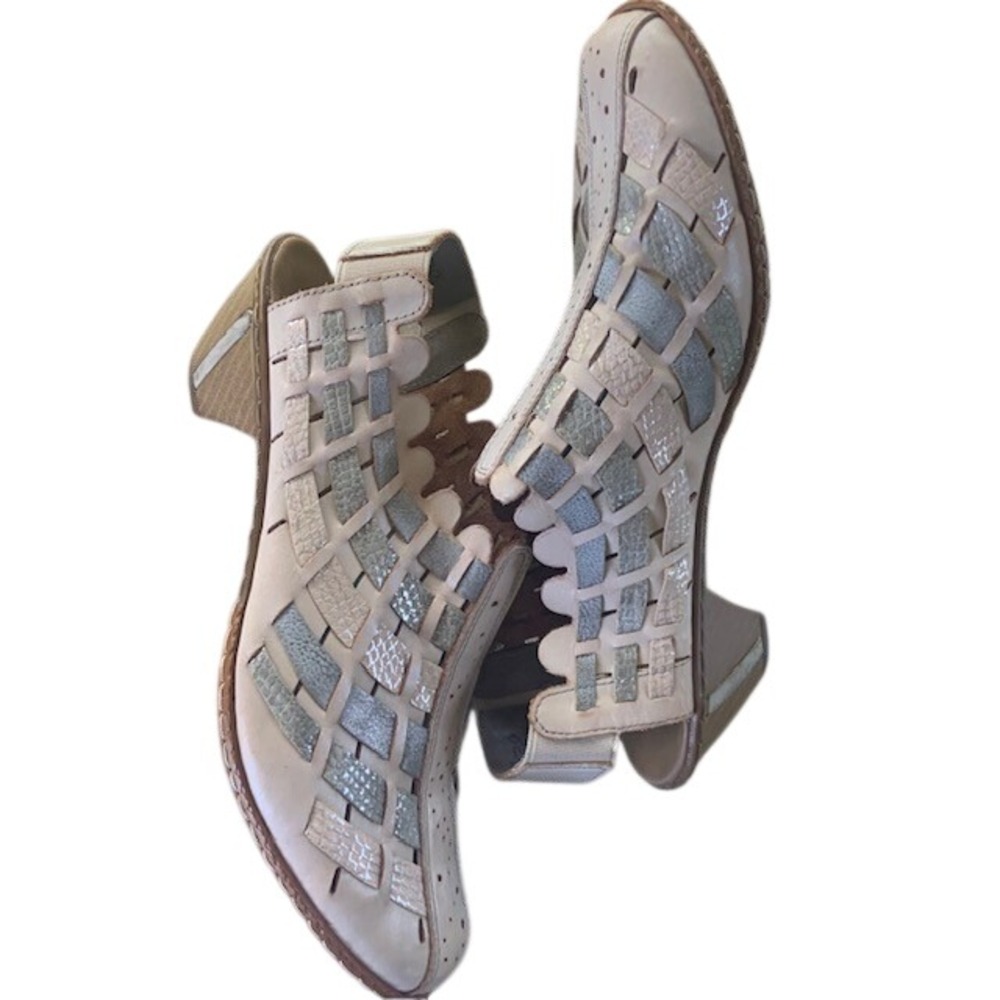 Rieker Woven Cutout Slingback Sandals 9 Boho Western Country Concert  Leather